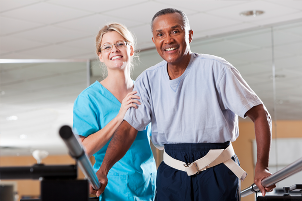 nurse and patient in rehabilitation